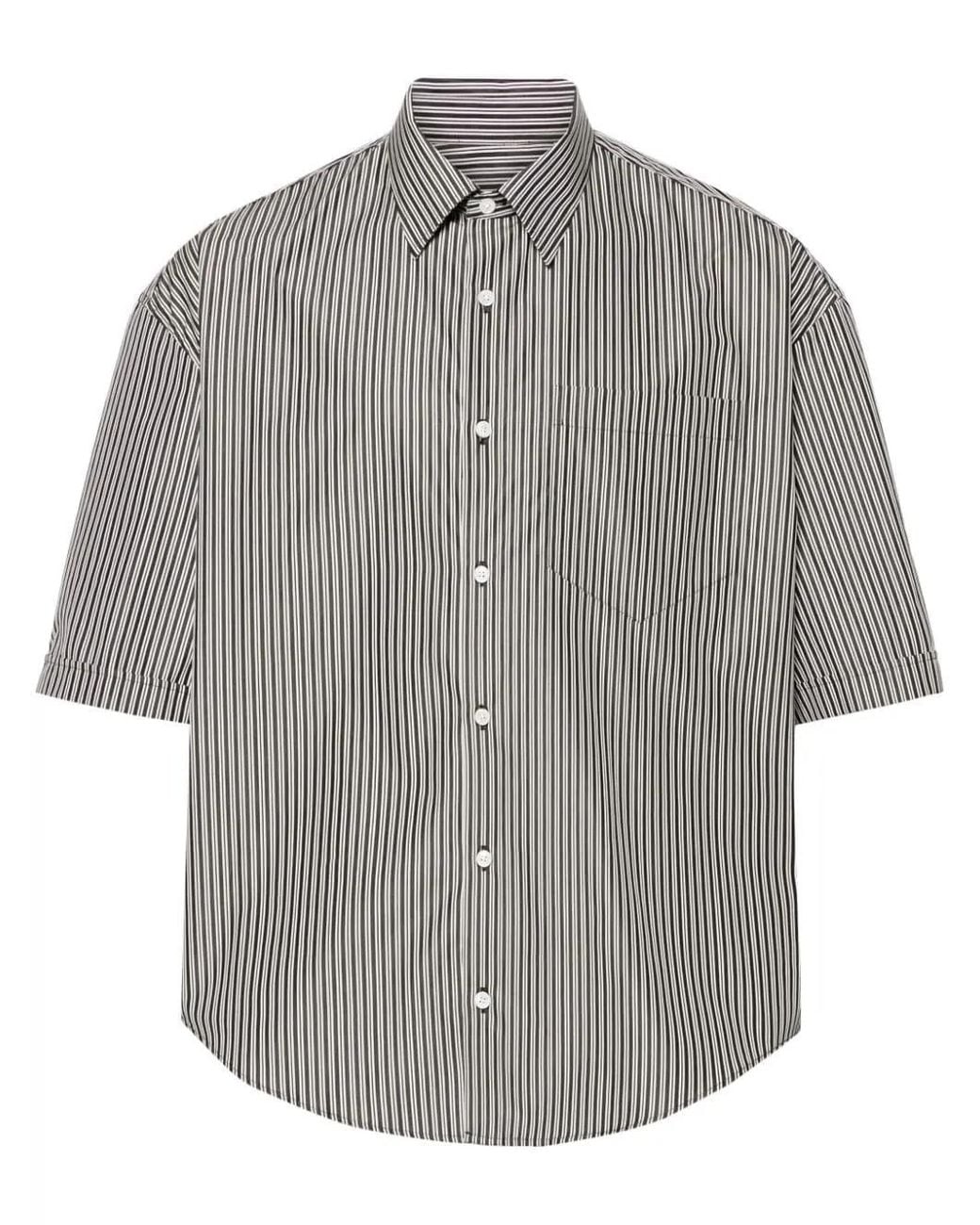 AMI Gray Striped Cotton Shirt for men