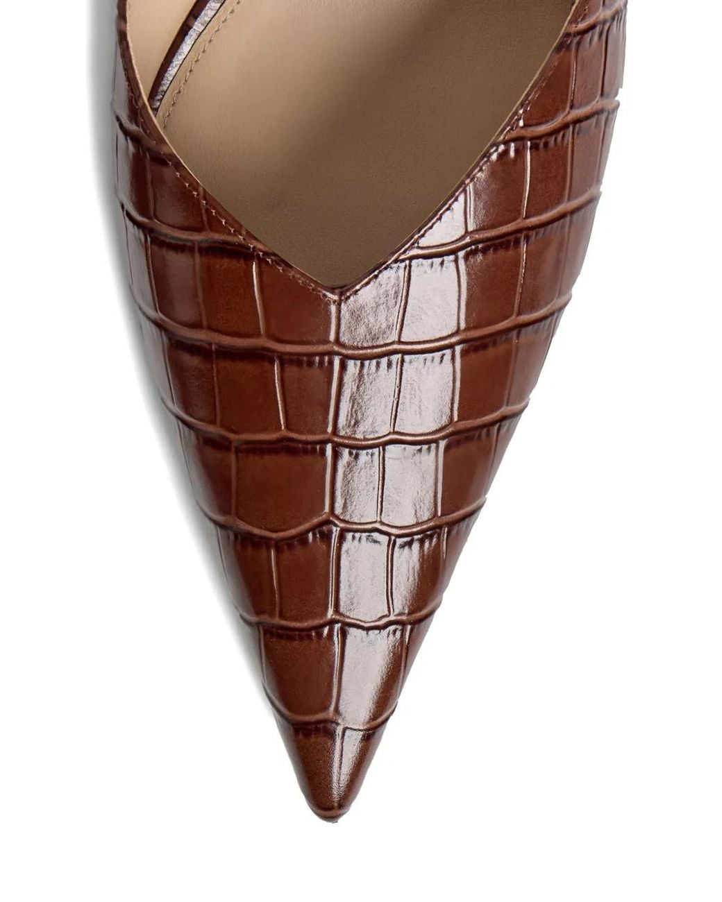 12 STOREEZ Brown 40Mm Crocodile-Embossed Pointed-Toe Mules