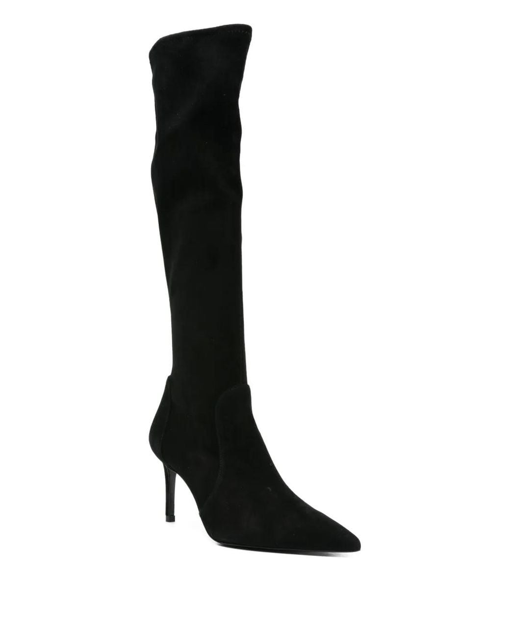 Stuart Weitzman Black 80Mm Pointed-Toe Stretch-Knit Boots