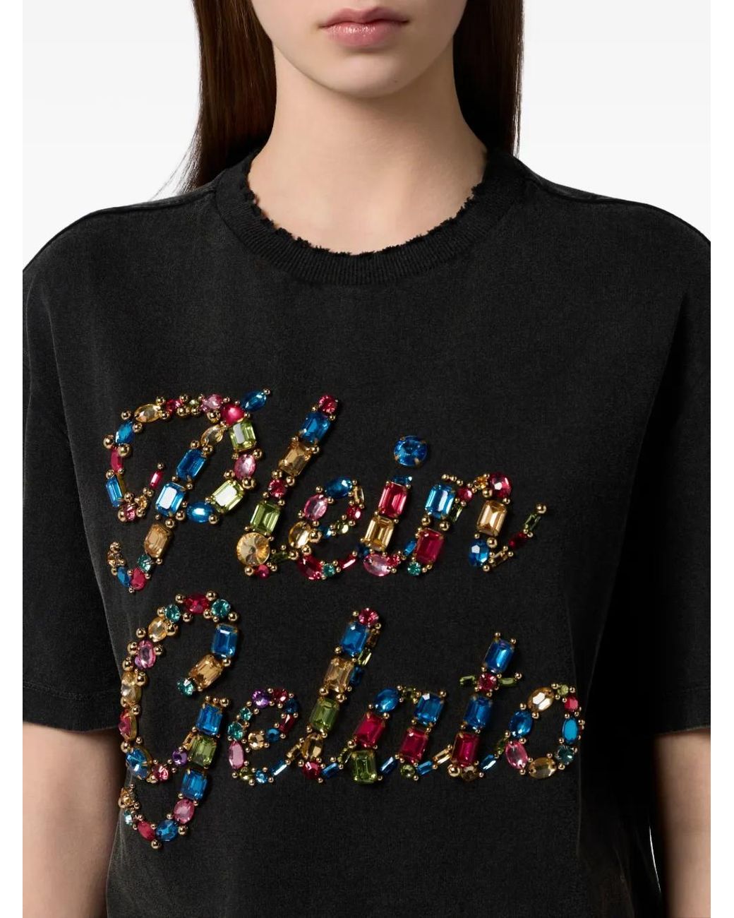 Philipp Plein Black Fit T-Shirt Plein Gelato Stones