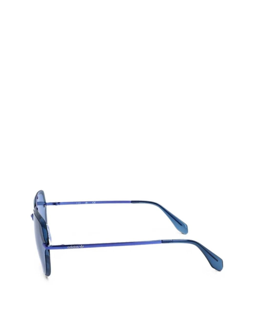Adidas Blue Pilot-Frame Rimless Sunglasses for men