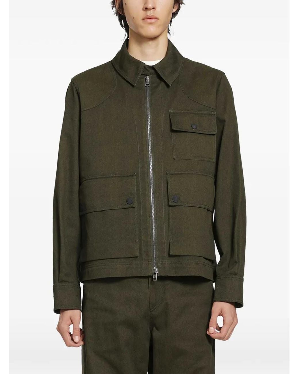 Moncler Green Multi-Pocket Zip-Up Jacket for men