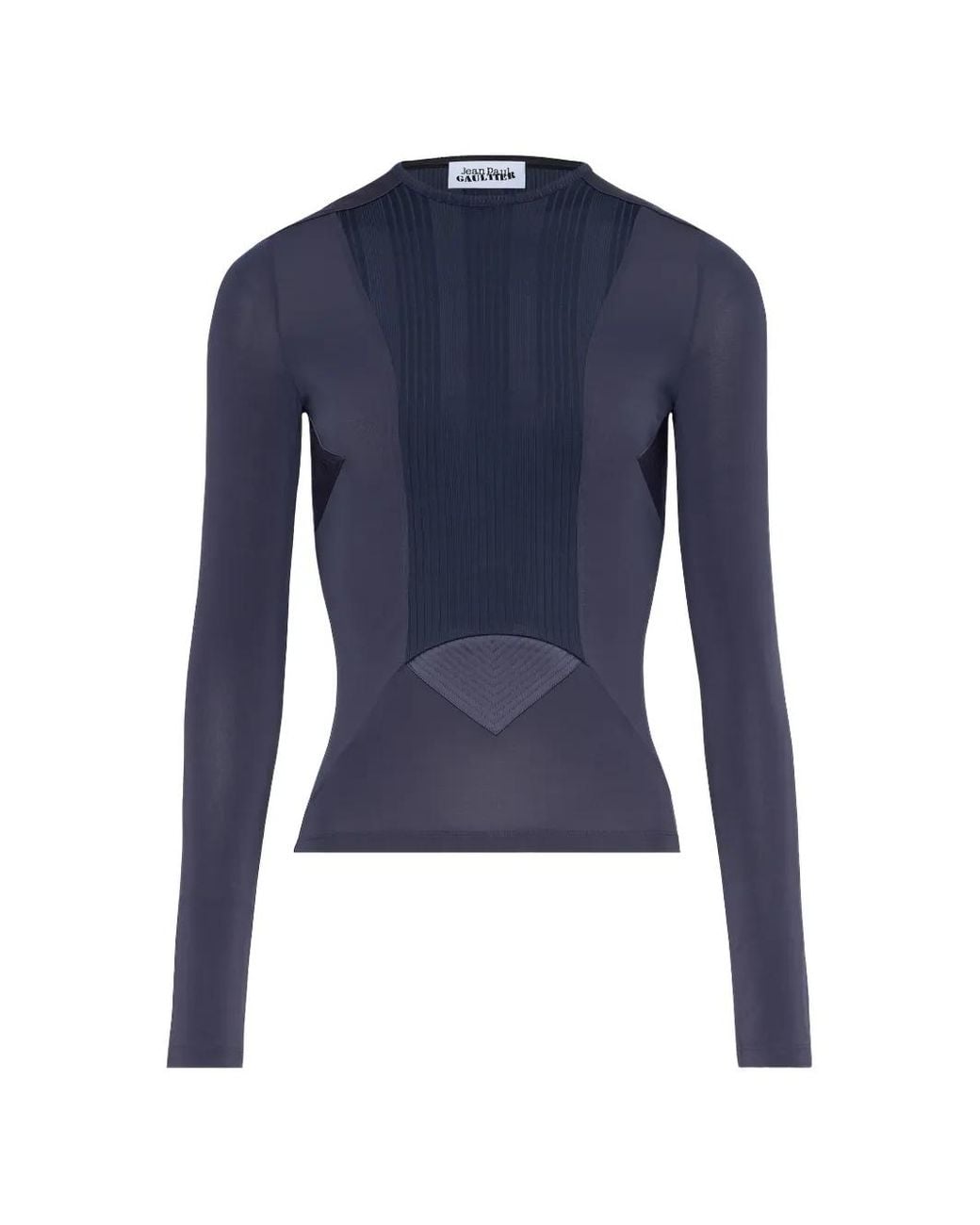 Jean Paul Gaultier Blue Cutout Ribbed Top
