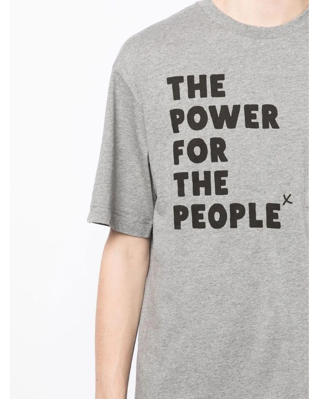 The Power for the People Gray Logo Print Short-Sleeve T-Shirt for men