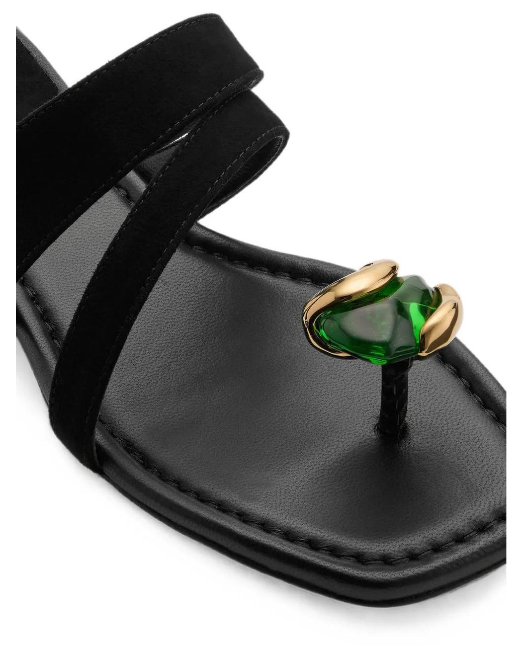 Jimmy Choo Black Emeri Stone Flat And Clover Suede Flat Sandals
