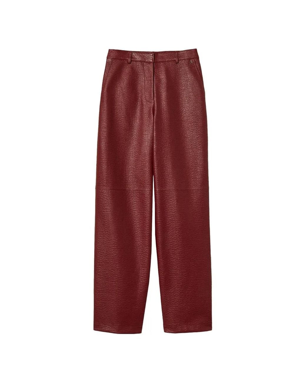 Twinset Red Wide Faux Leather Trousers