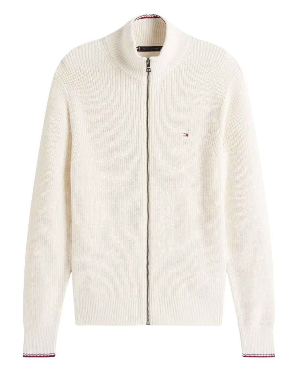 Tommy Hilfiger Natural Zip Ribbed Cardigan for men