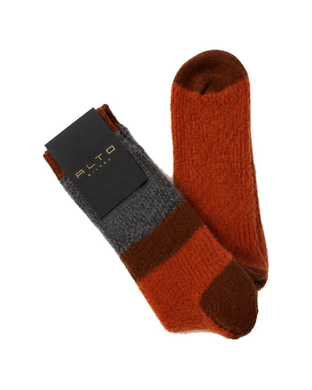 Alto Milano Brown Clara Colour-Block Knitted Socks