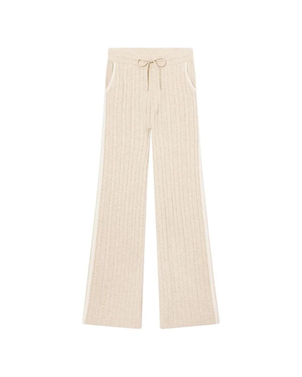 Mc2 Saint Barth White Dinard Cable-Knit Drawstring Track Pants