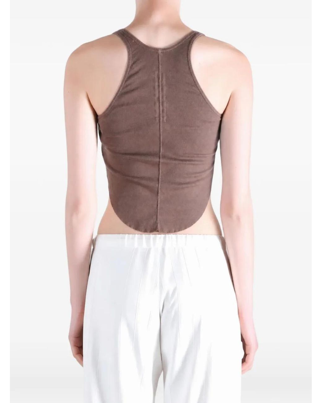 Rick Owens Pink Curved-Hem Cropped Tank Top