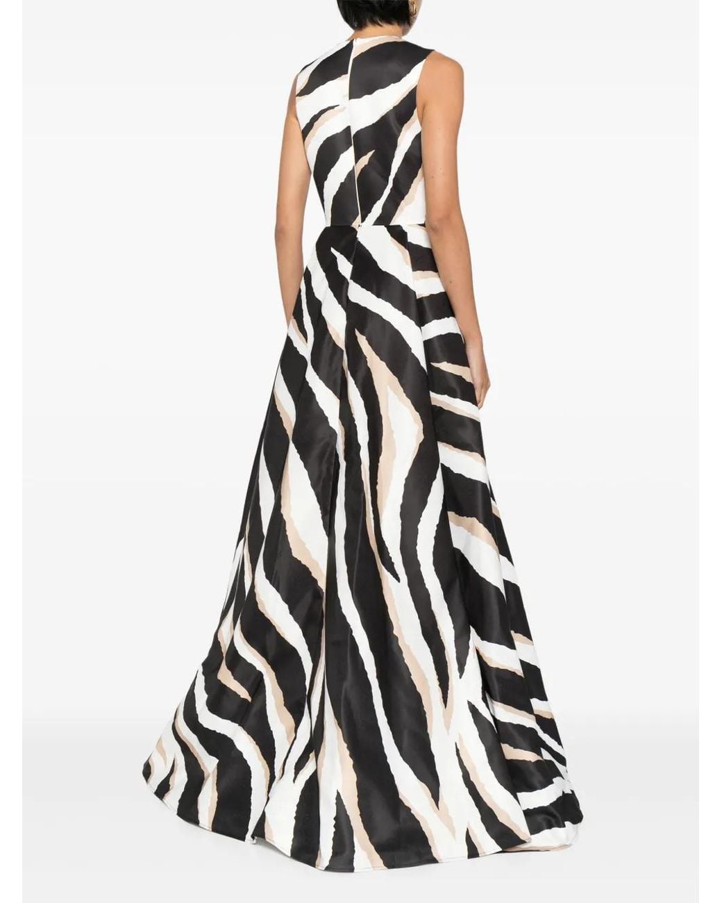 Elie Saab White Zebra-Print Silk Gown