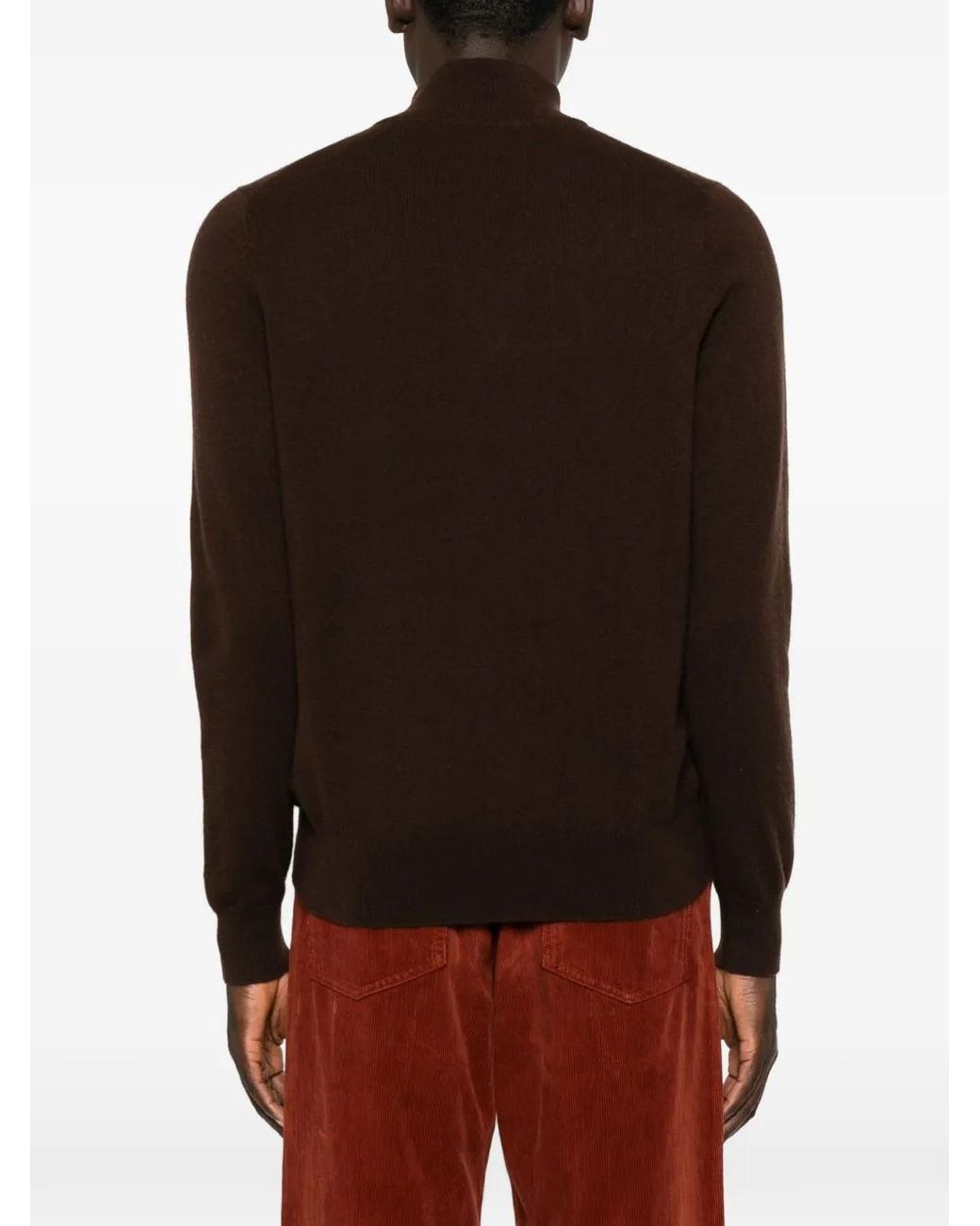 Bompard Brown Zip-Neck Cashmere Knit for men