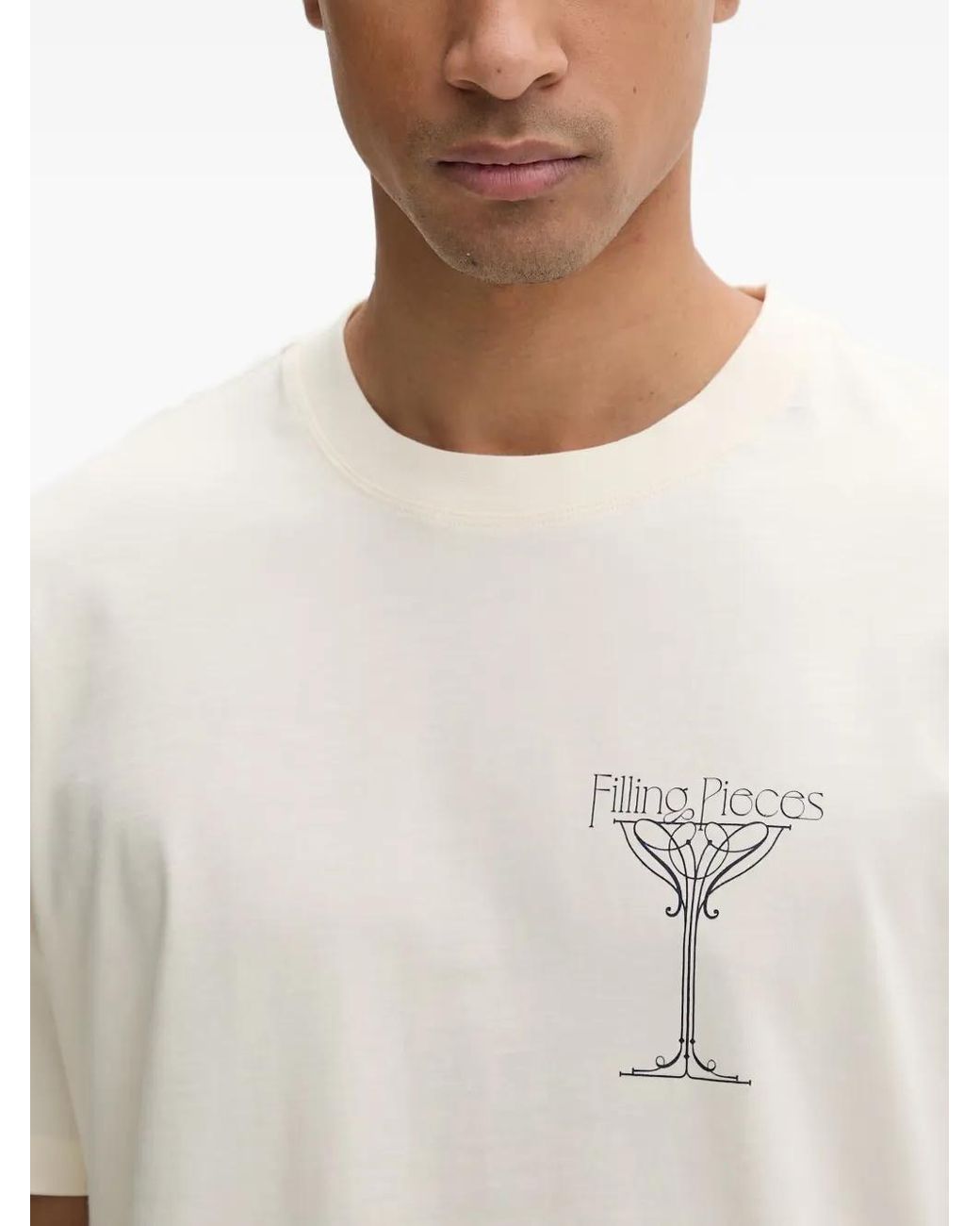 Filling Pieces White Champagne Graphic-Print T-Shirt for men