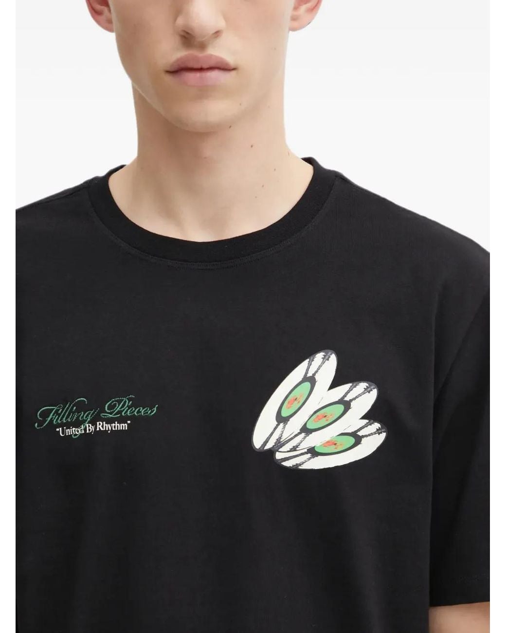 Filling Pieces Black Graphic Short-Sleeve T-Shirt for men