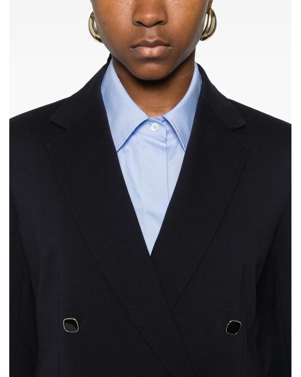 Max Mara Blue Riviera Double-Breasted Blazer