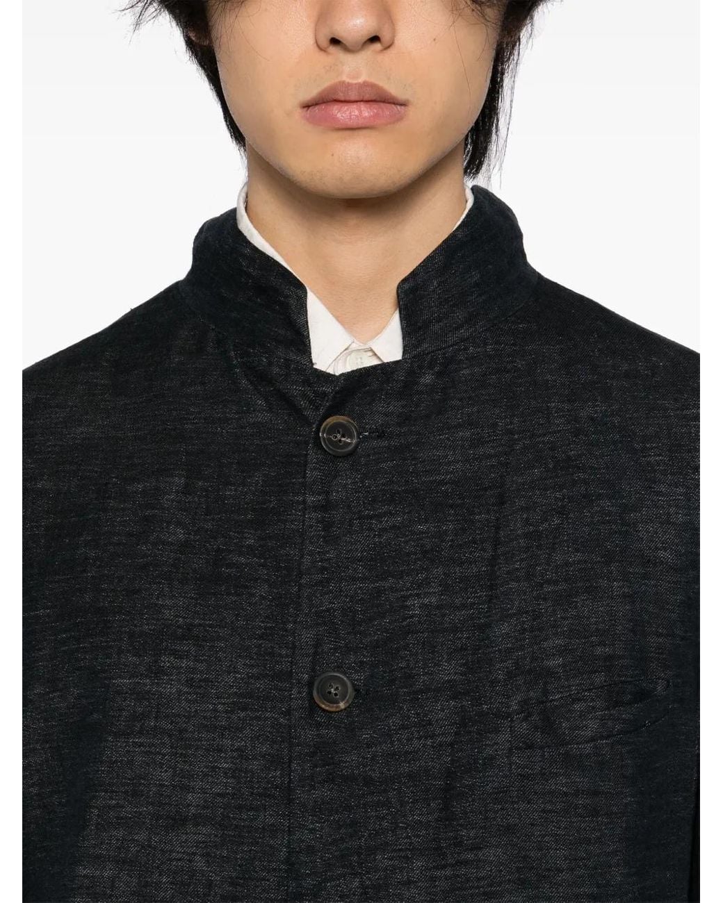 Forme D'expression Black Stand Up-Collar Jacket for men