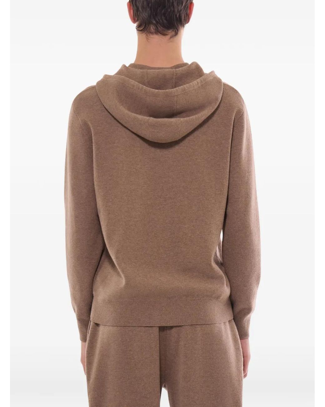 Fursac Brown Button-Placket Knitted Hoodie for men