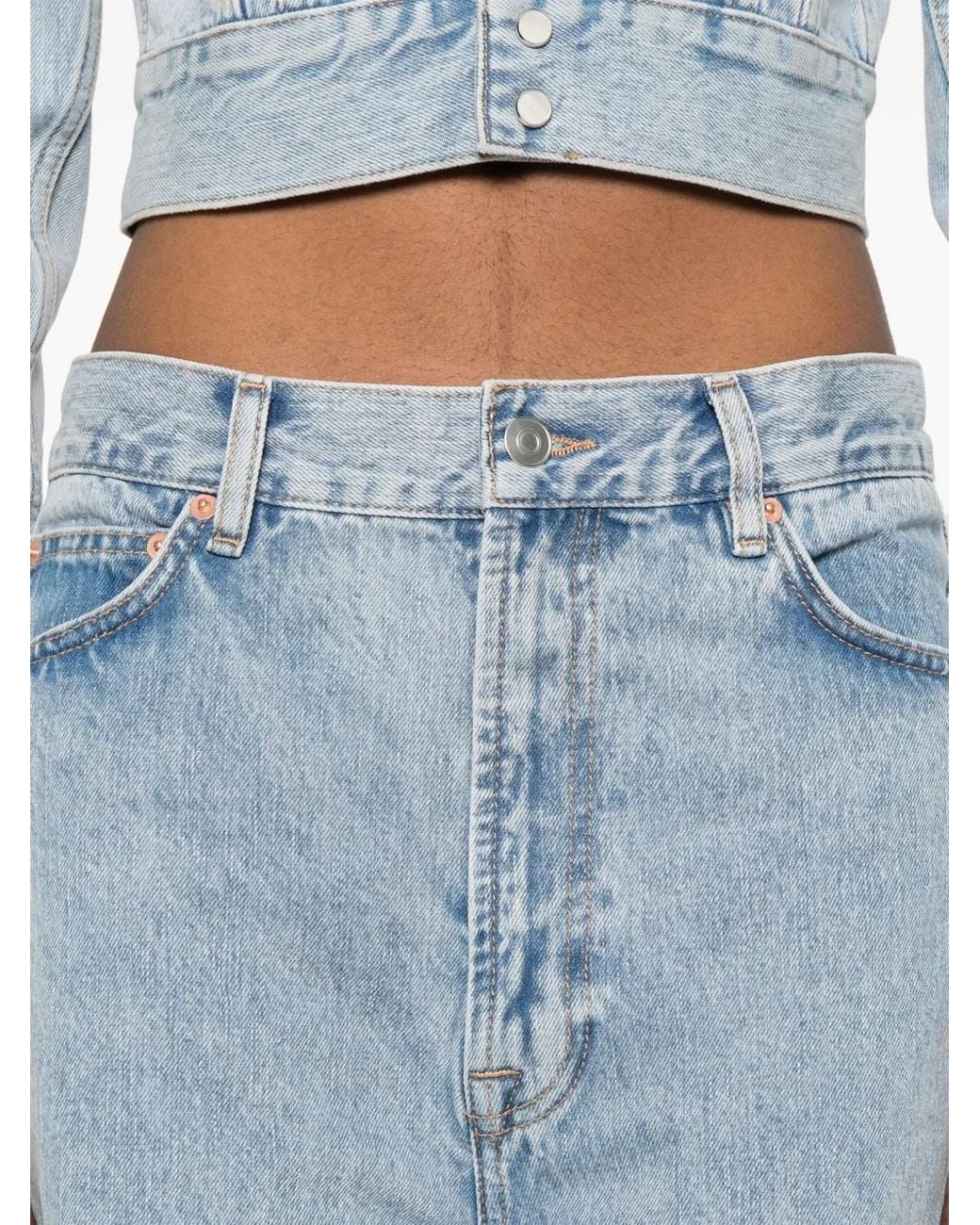 Wardrobe NYC Blue Low-Rise Denim Shorts