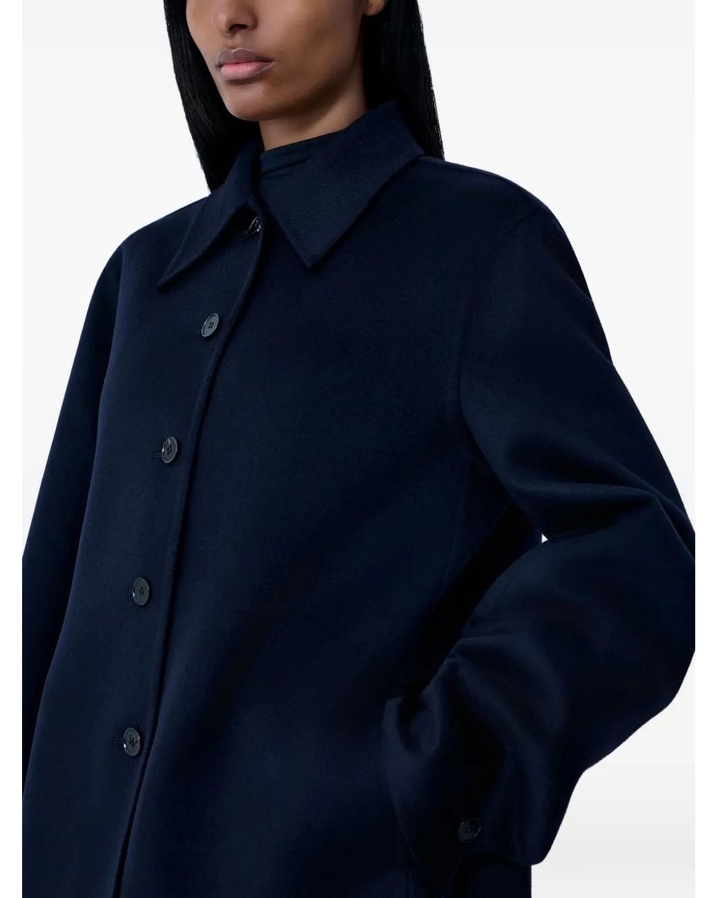 Jil Sander Blue Single-Breasted Coat