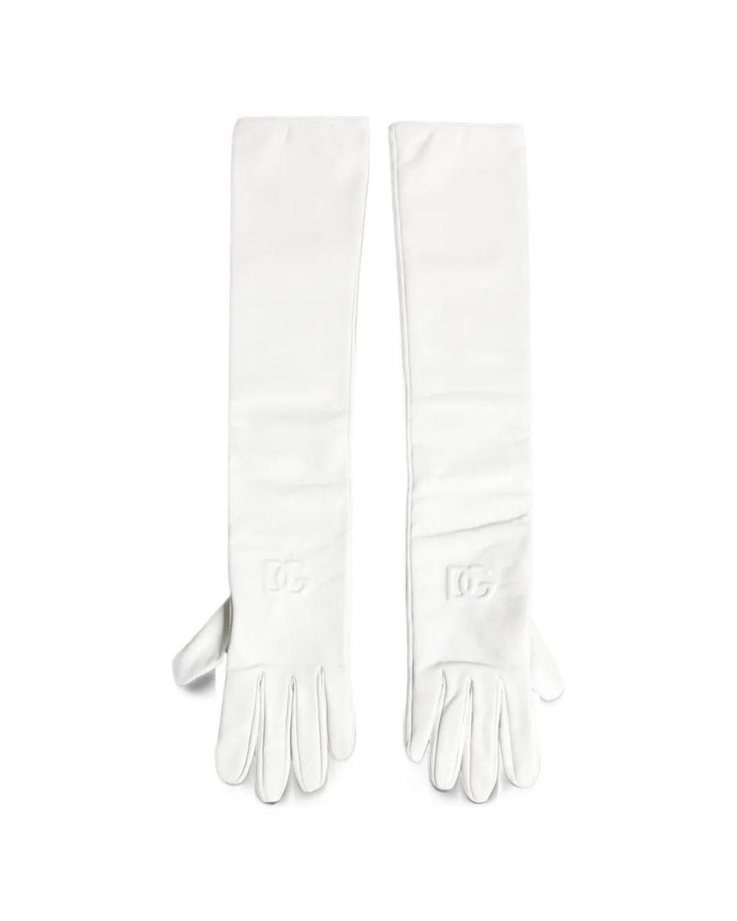 Dolce & Gabbana White Embossed Dg Logo Gloves