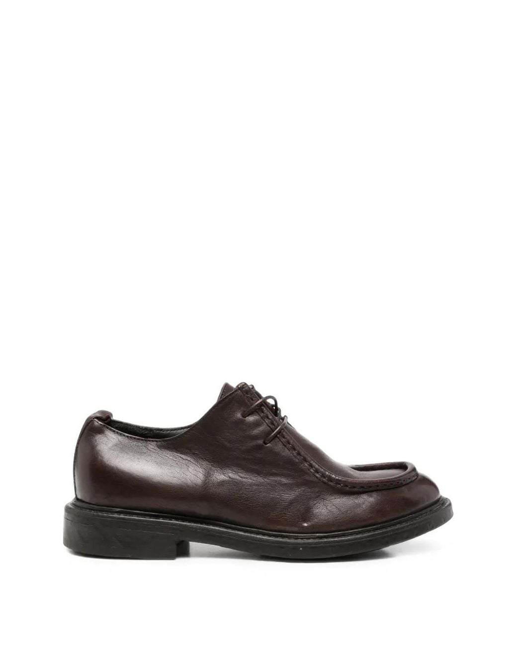 Moma Brown Lace-Up Leather Loafers for men