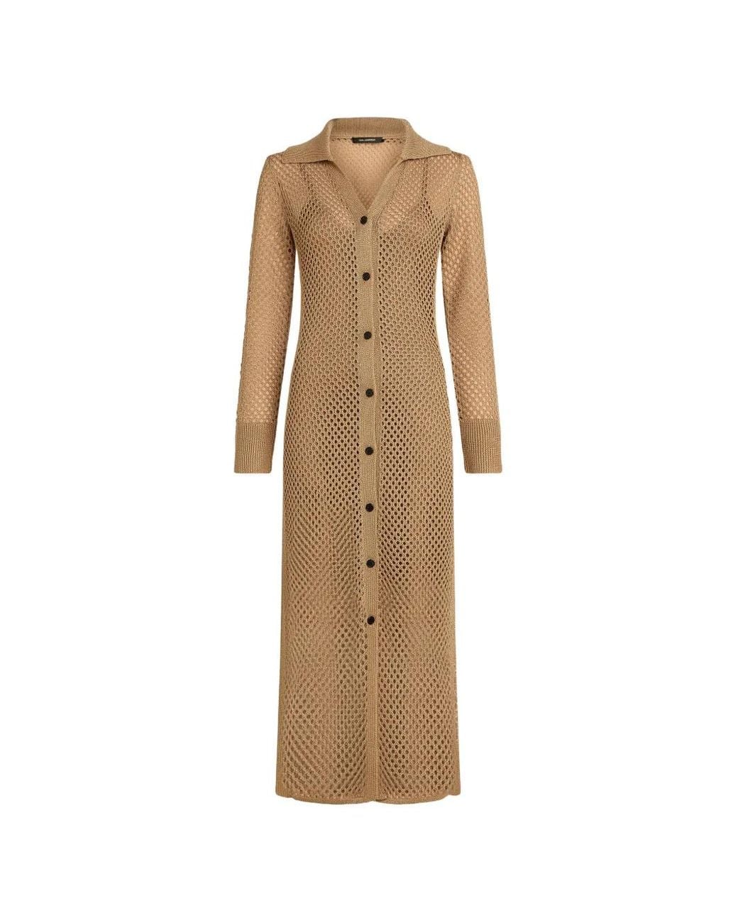 Karl Lagerfeld Natural Crocheted Midi Dress