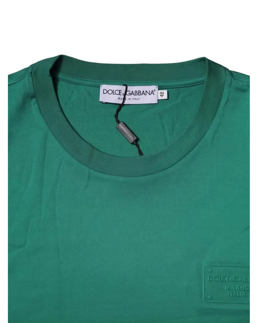 Dolce & Gabbana Green Logo-Plaque T-Shirt for men