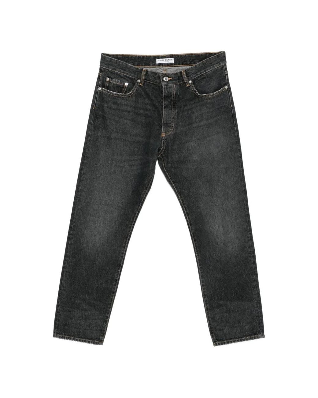 ICON DENIM Gray Josh Faded-Effect Distressed-Finish Jeans for men