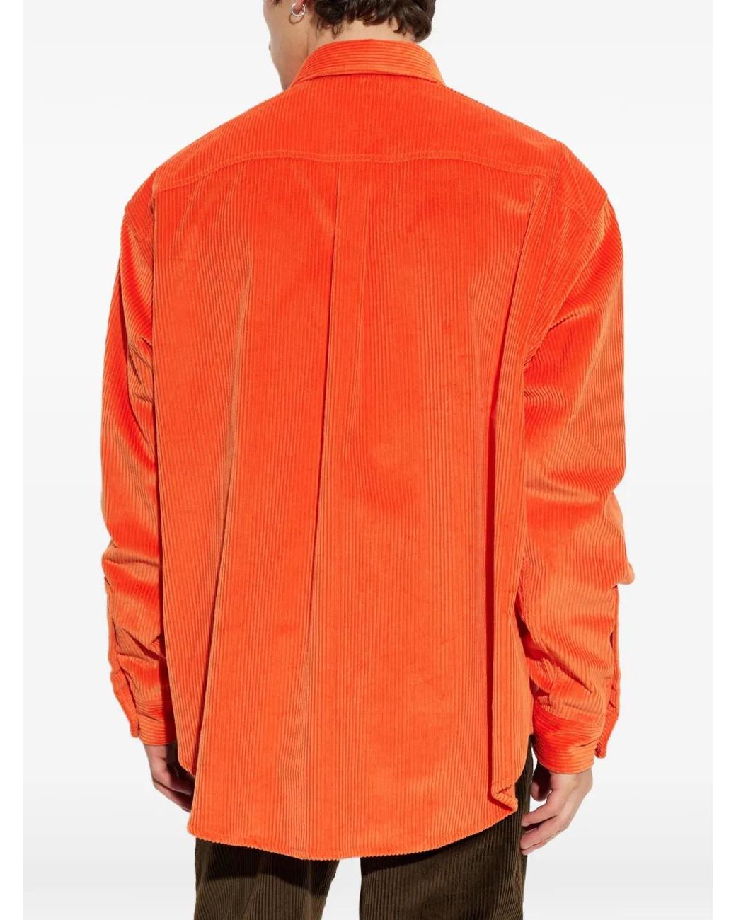 Loewe Orange Logo-Patch Corduroy Shirt for men