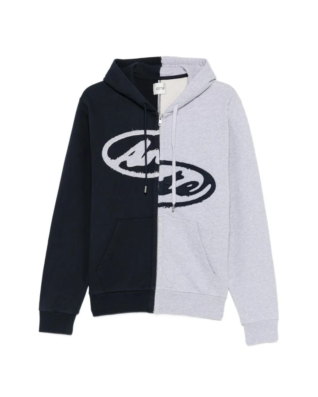 Arte' Blue Split Logo Zip Hoodie