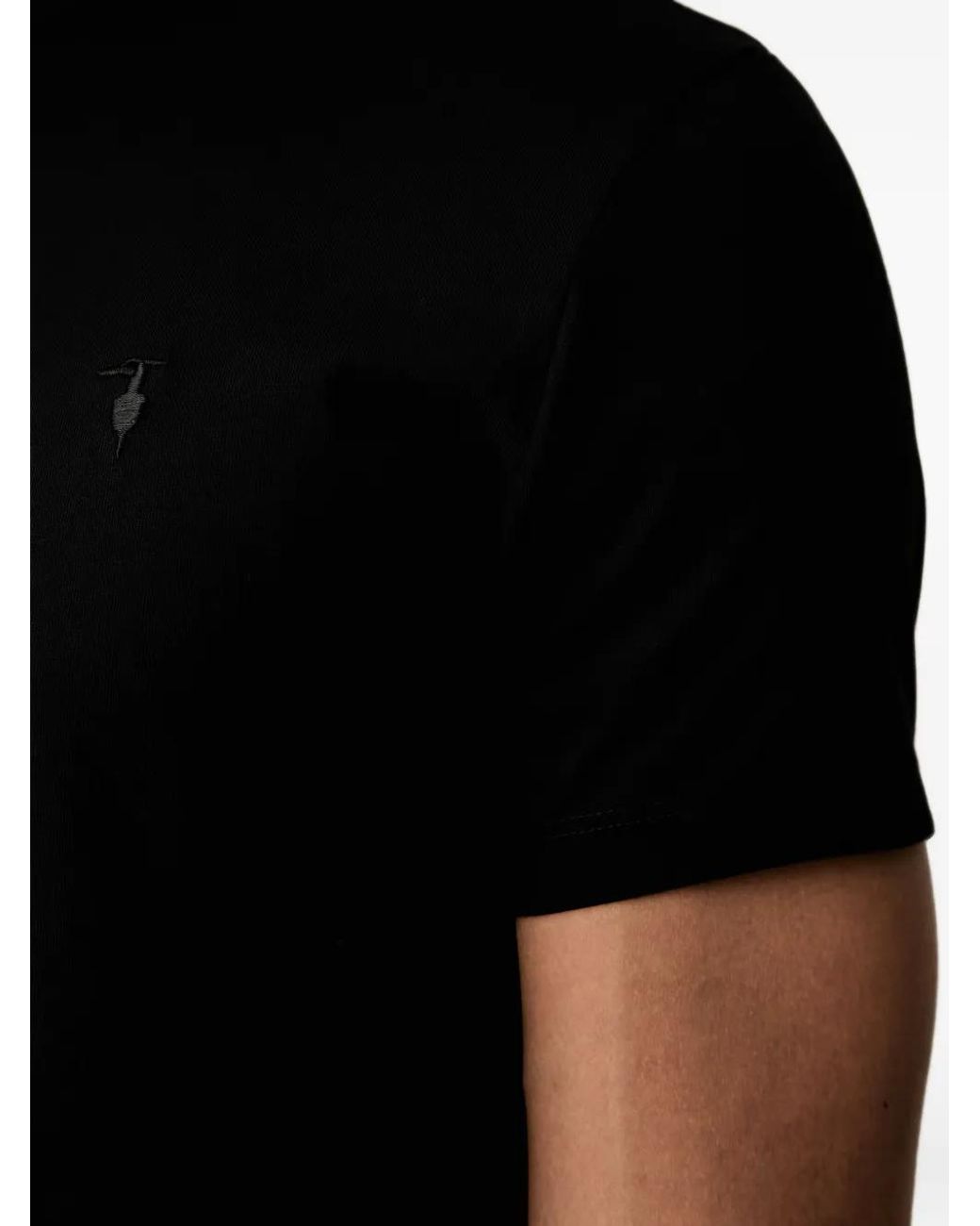 Trussardi Black Logo-Embroidered T-Shirt for men
