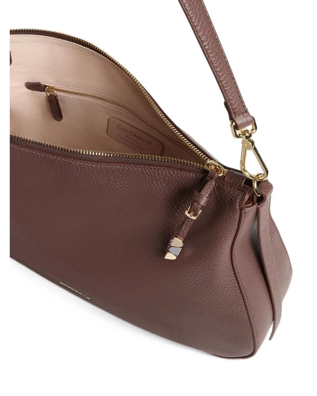 Coccinelle Brown Mediun Nory Grainy Leather Tote Bag