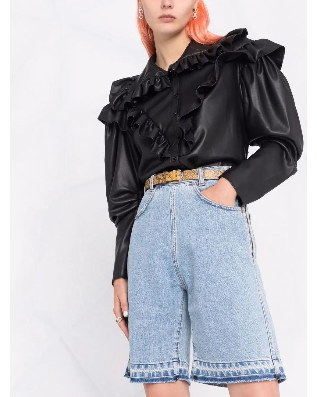 Philosophy Di Lorenzo Serafini Blue Wide-Leg Denim Shorts