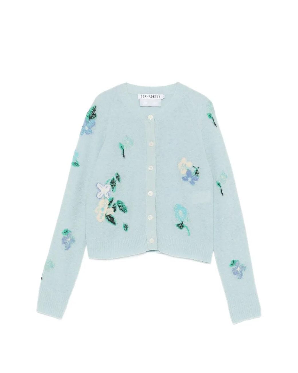 BERNADETTE Blue Clemence Intarsia-Knit Cardigan
