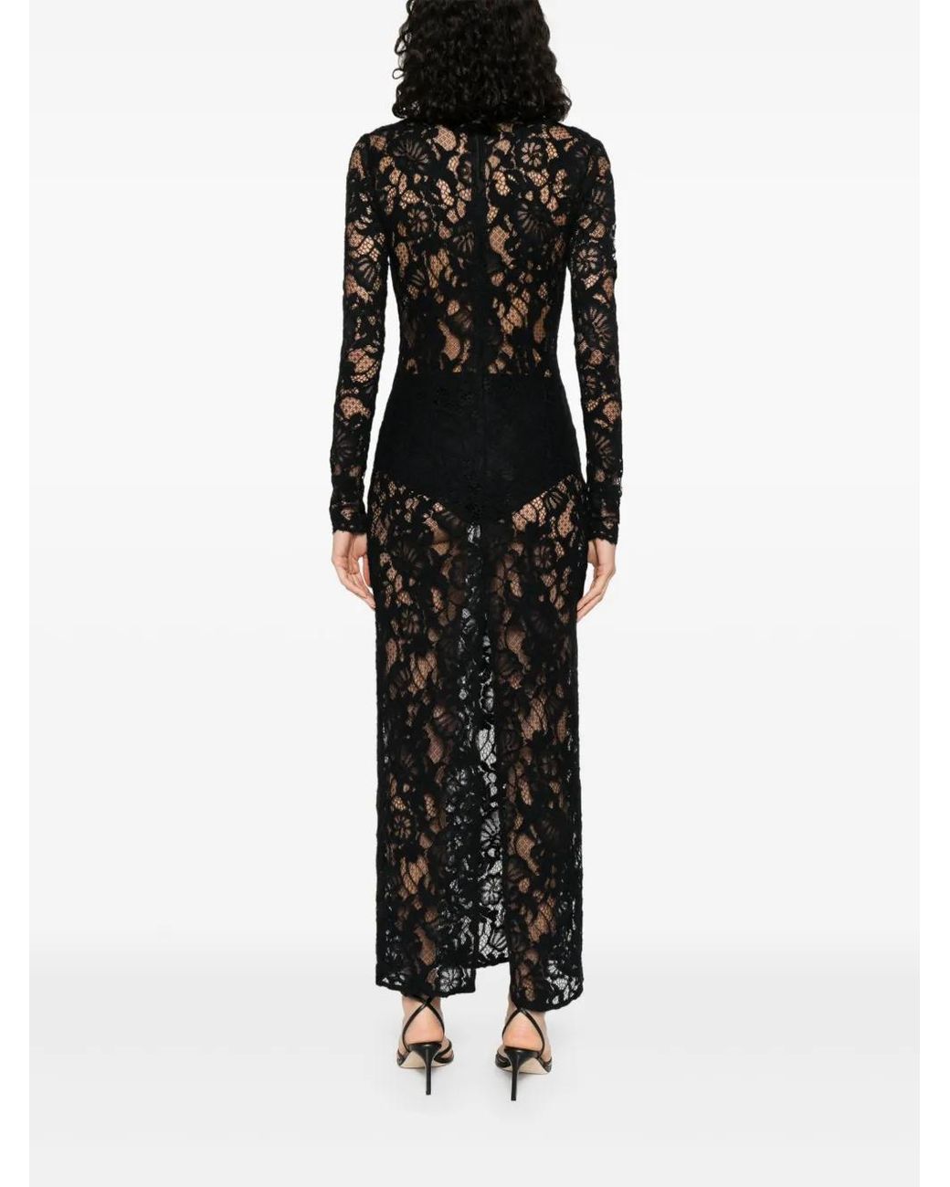 MANURI Black Laced Midi Dress