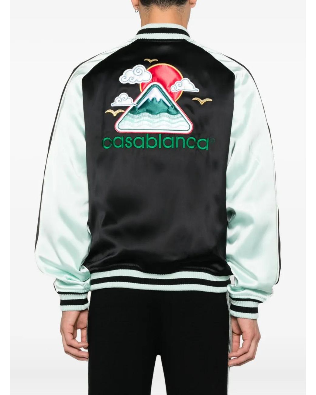 Casablanca Black Embroidered Logo Bomber Jacket for men