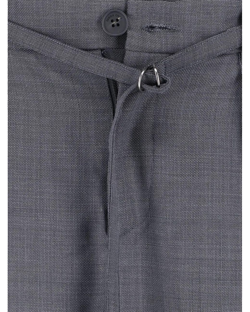 Eudon Choi Blue Belted Pleated Trousers