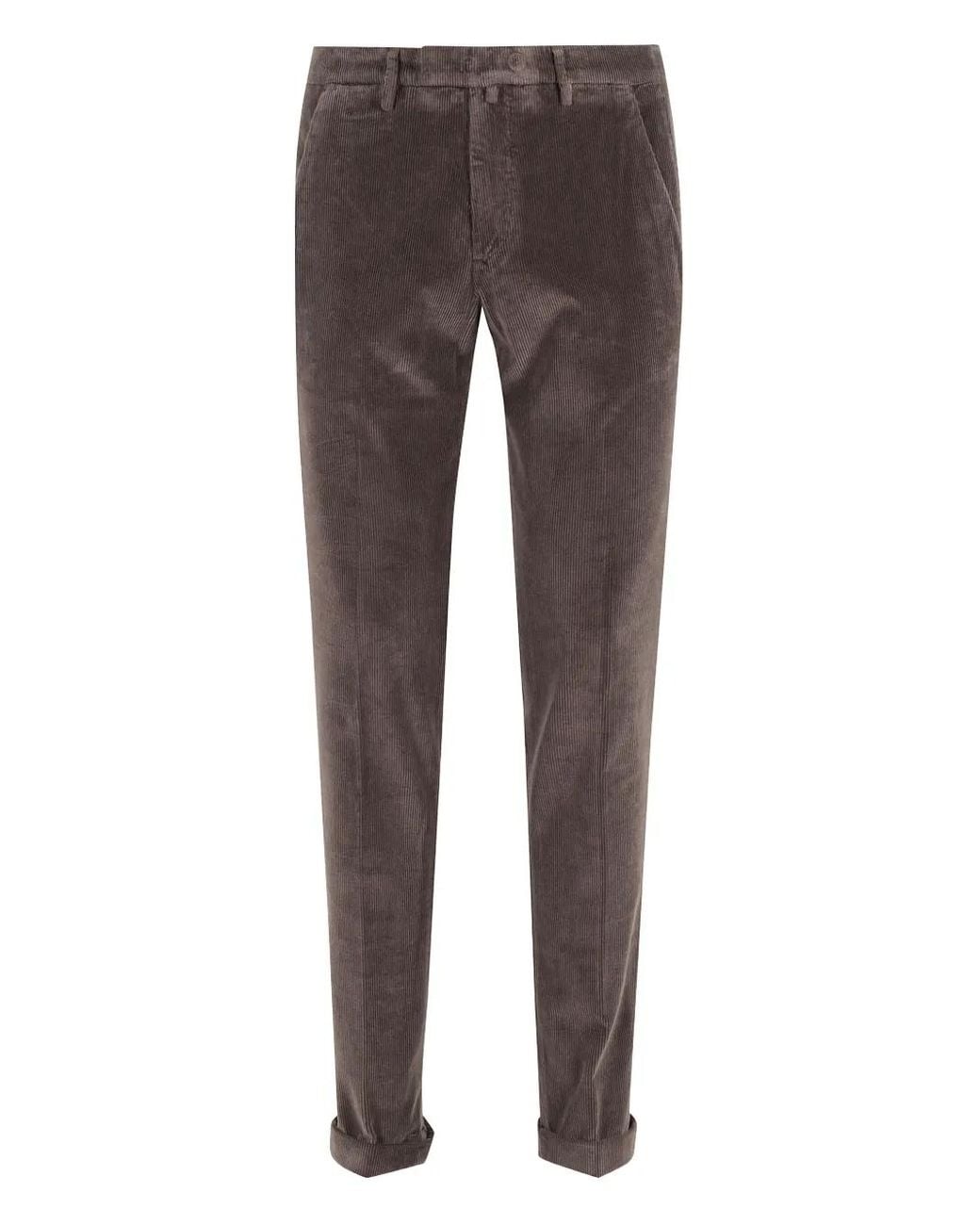 Briglia 1949 Gray Corduroy Cuffed Trousers for men