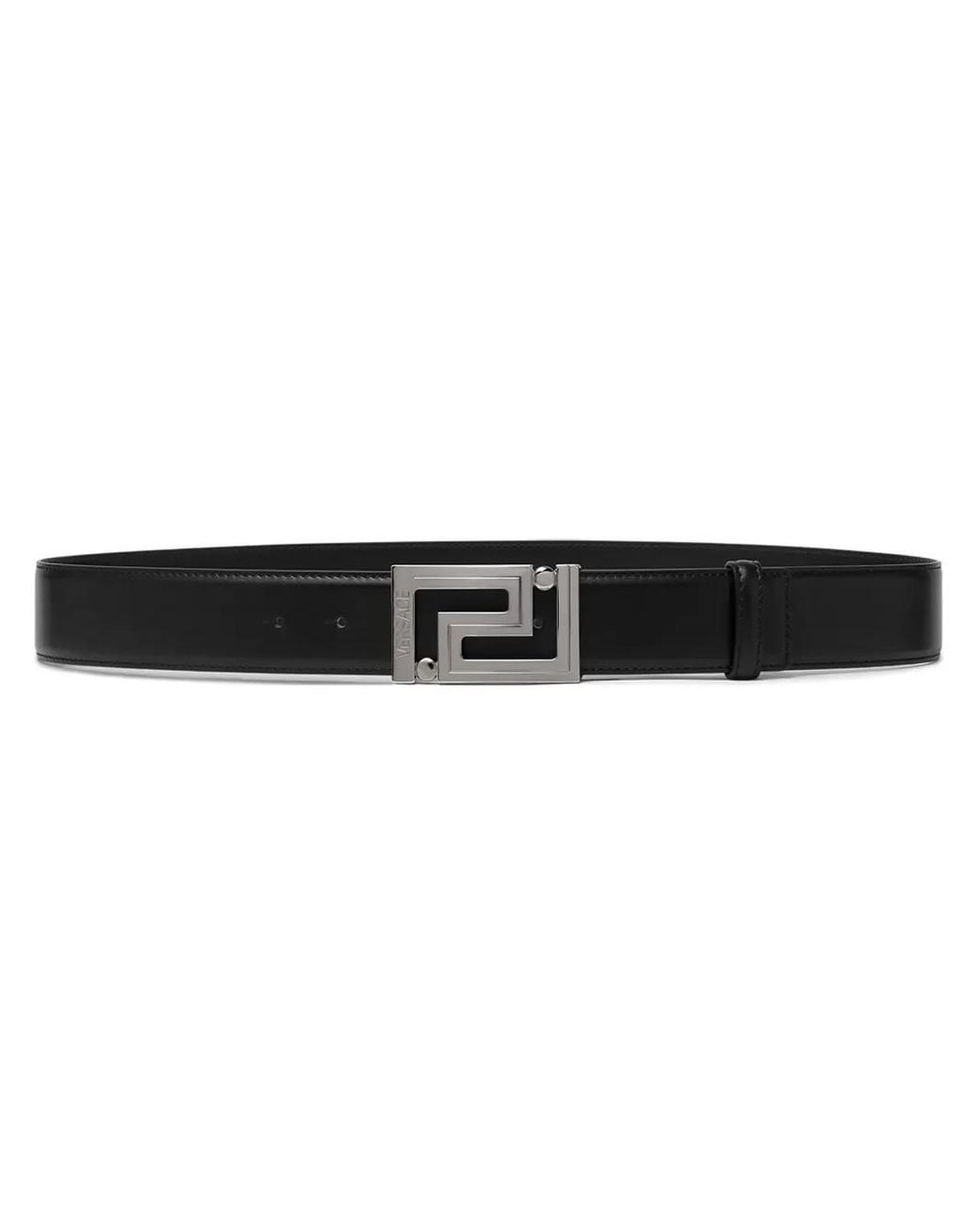 Versace Black Greca Leather Belt 1.6" for men