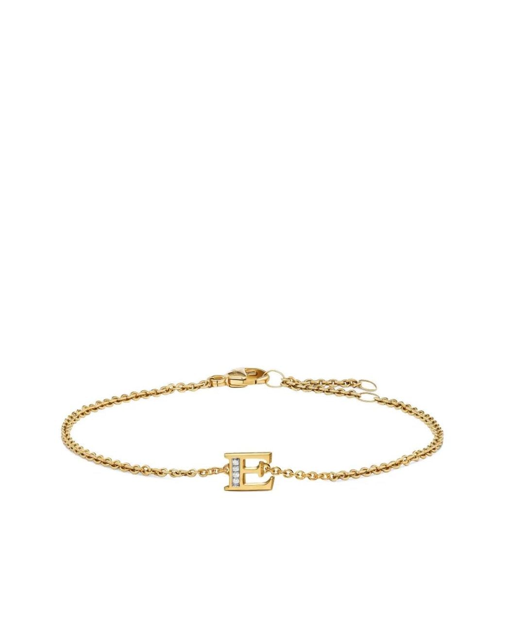 David Yurman White 18K Petite Pavé Initial Diamonds Bracelet