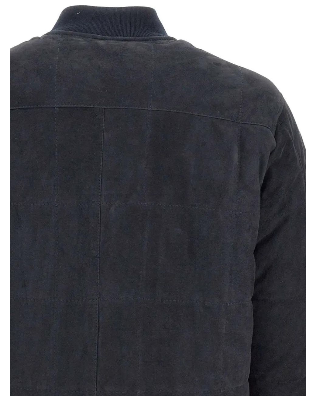 Volfagli Blue Pitti Camoscio Leather Jacket for men