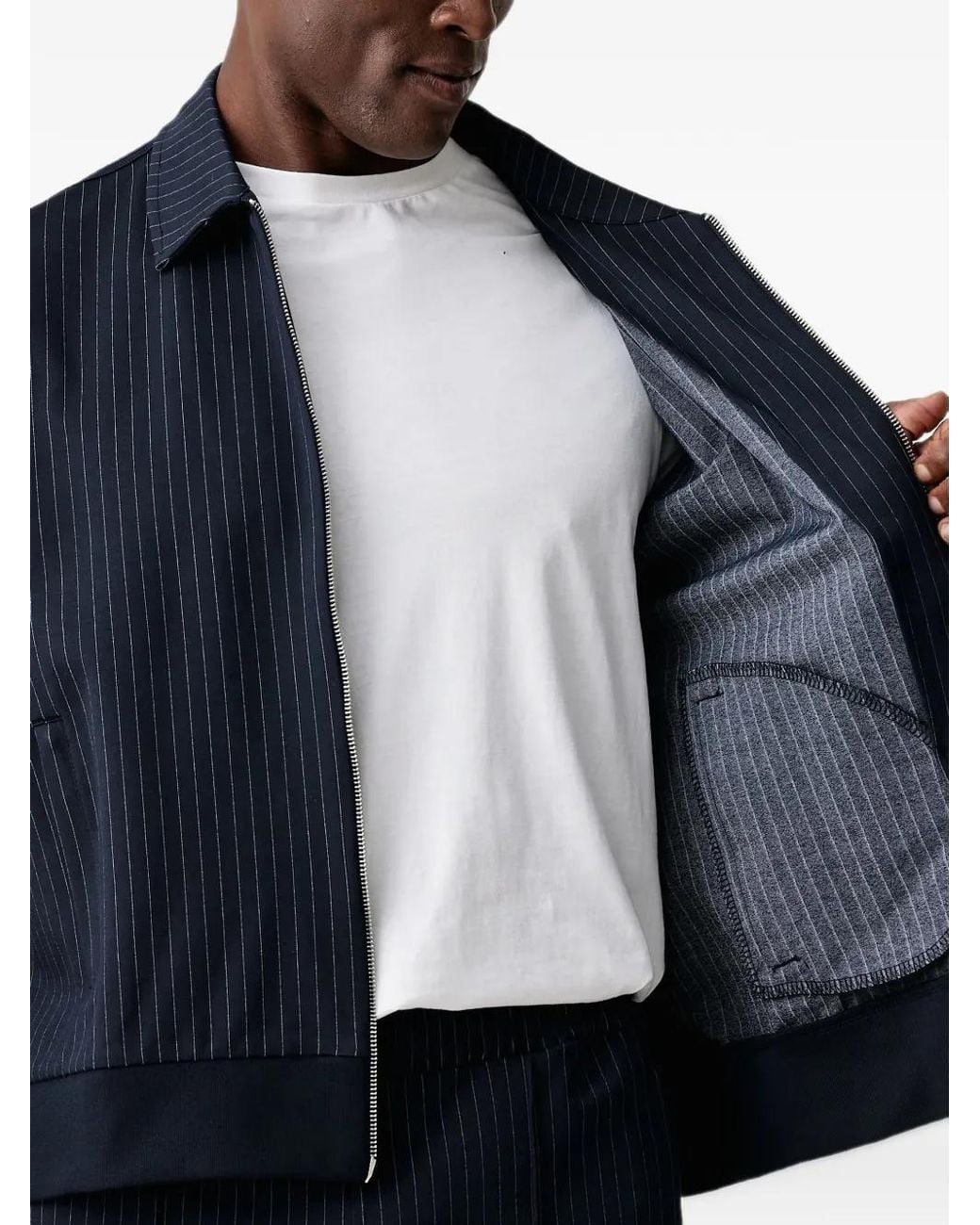 Fila Blue Padola Pinstripe Logo-Patch Jacket for men
