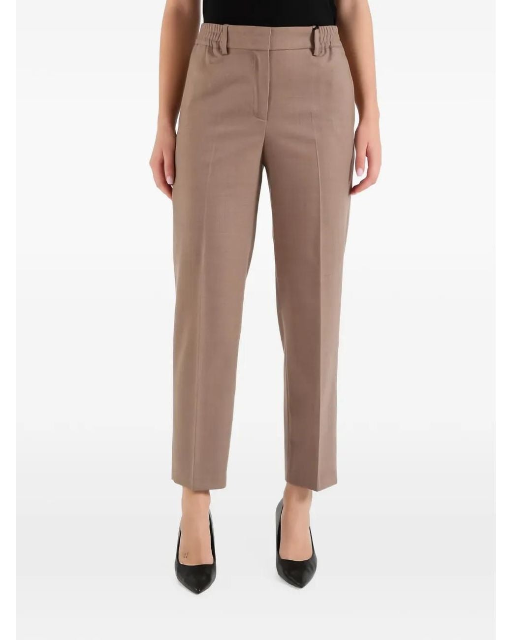 Seventy Natural Elasticated-Waist Cropped Trousers