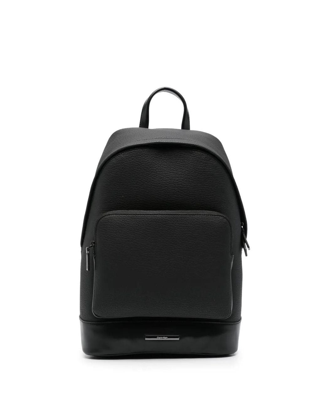 Calvin Klein Black Logo-Plaque Faux-Leather Backpack for men
