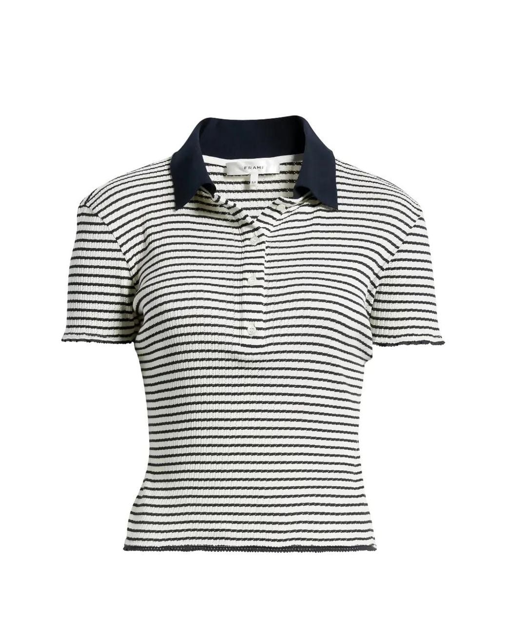 FRAME White Striped Polo Top