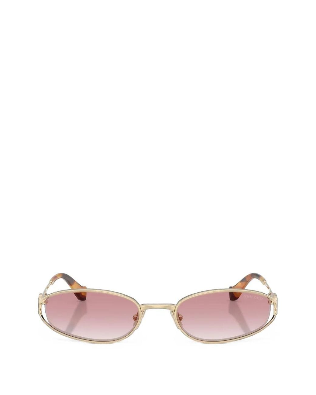 Miu Miu Pink Logo-Plaque Oval-Frame Sunglasses