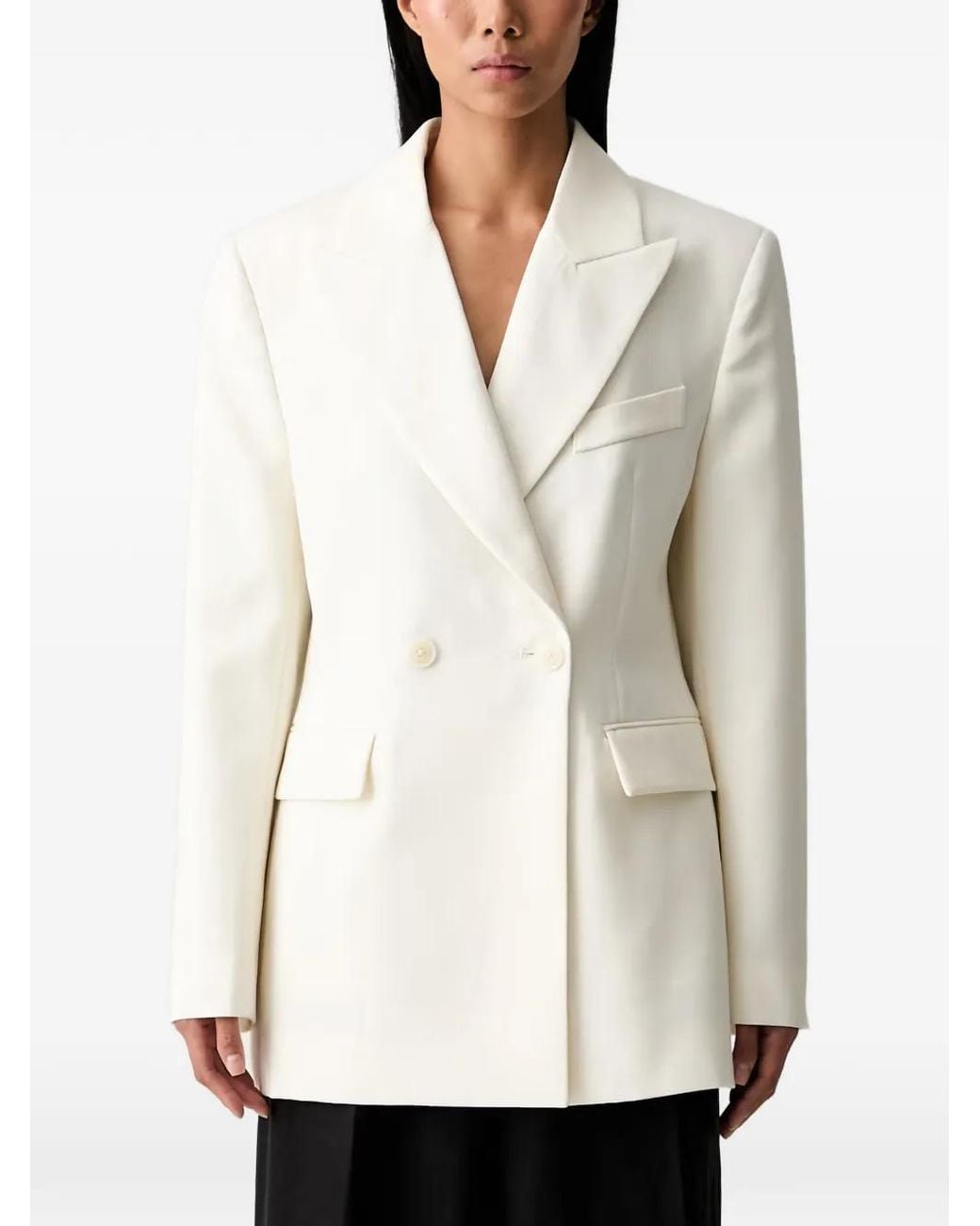 Anine Bing White Double-Breasted Peaked-Lapel Blazer