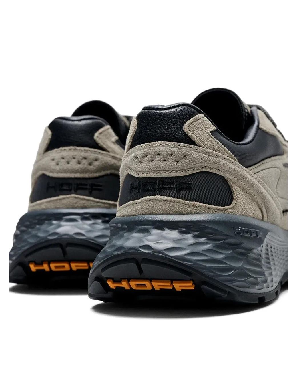 HOFF Black Panelled Calf Leather-Trim Sneakers for men