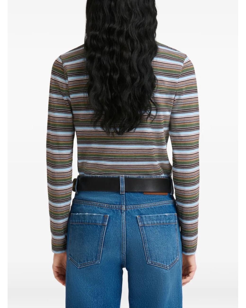 Marni Black Polo En Jersey Rayé Multicolore