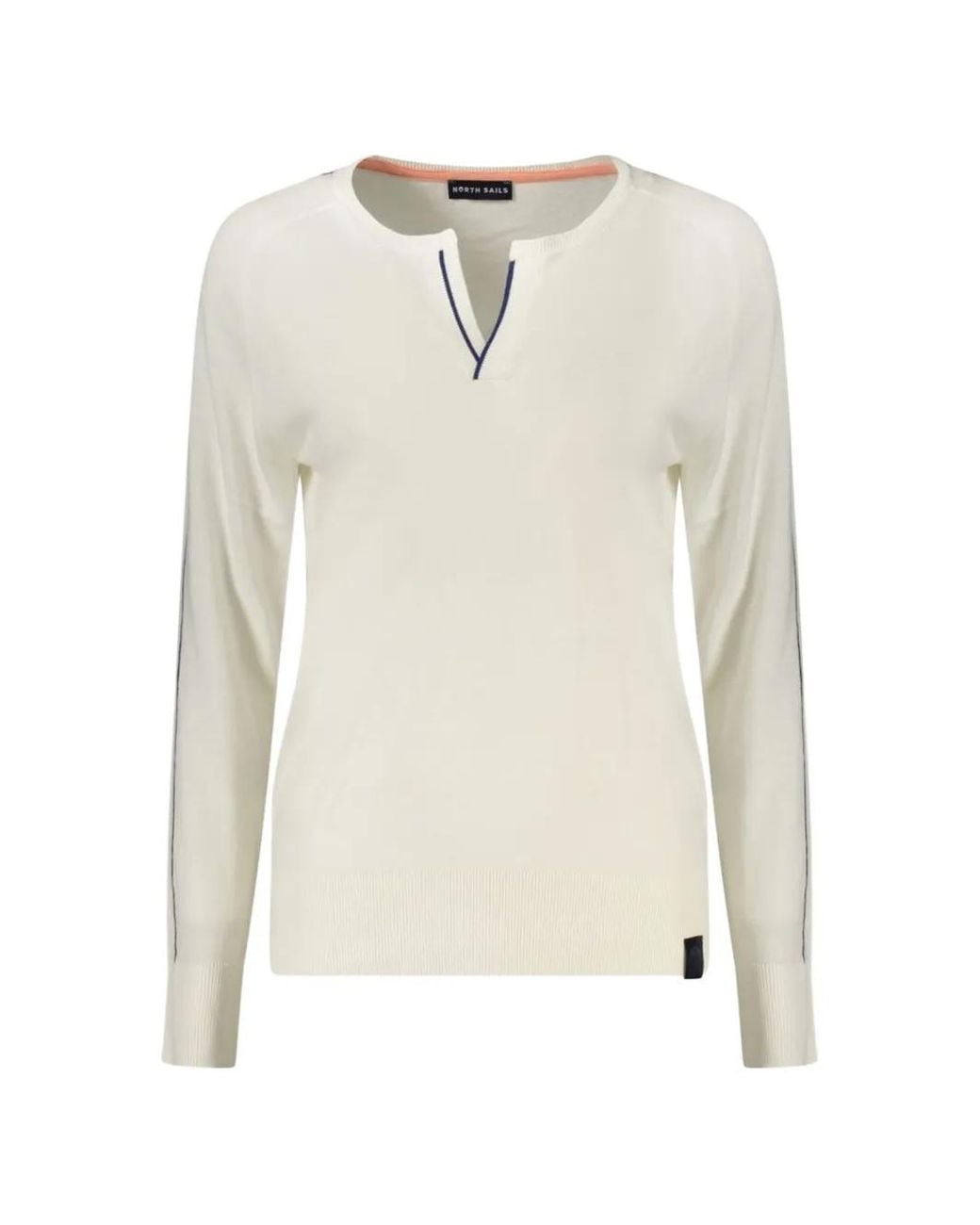 North Sails White Contrast-Trim V-Neck Sweater